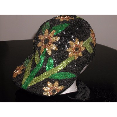 SEQUIN DAISY SUNFLOWER BASEBALL CAP FLOWER HAT GLITTERING NEW BEYOND CUTE  eb-13581398